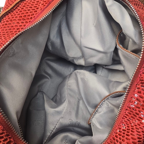 Sorial Red Sammie Large Leather Snakeskin Embossed Sparkly Hobo Bag - Picture 11 of 14